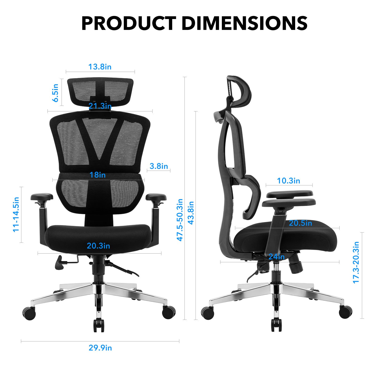 CMHY-003N Ergonomic High Back Mesh Office Chair, 3D Armrest, Adjustabl ...