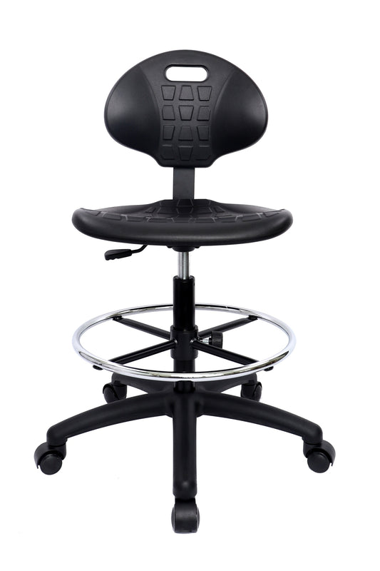 CMPU-11018: TALL TABLE (23"-33" Seat Height) Deluxe Polyurethane Drafting Stool with Footring